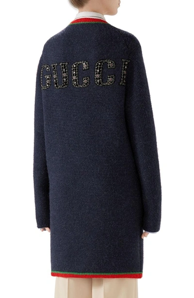 Shop Gucci Ny Patch Wool & Alpaca Cardigan In Black