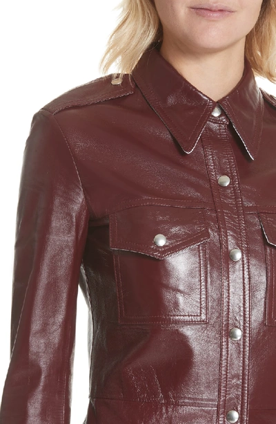 Shop Calvin Klein 205w39nyc Leather Western Shirtdress In Mulberry
