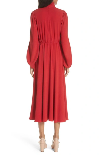 Shop Co Tie Neck Crepe Dress In Red