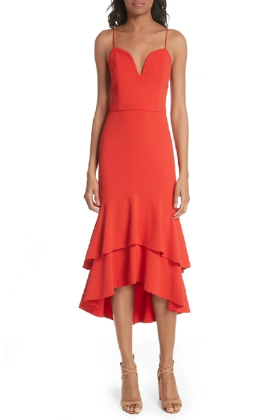 Shop Alice And Olivia Amina Plunging Sweetheart Body-con Dress In Perfect Poppy