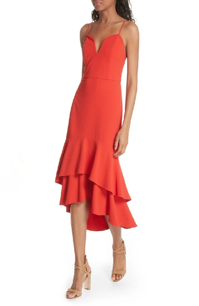 Shop Alice And Olivia Amina Plunging Sweetheart Body-con Dress In Perfect Poppy
