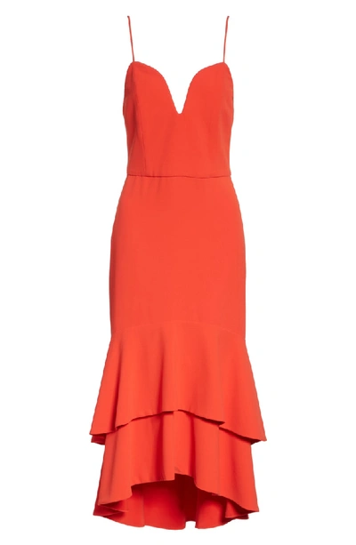 Shop Alice And Olivia Amina Plunging Sweetheart Body-con Dress In Perfect Poppy