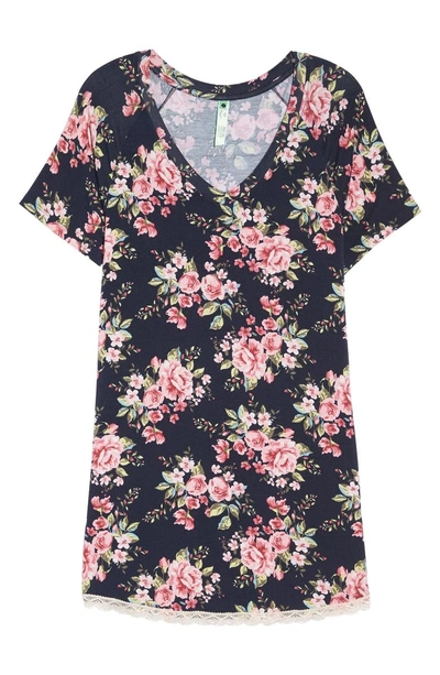 Shop Honeydew Intimates Honeydew Lace Trim Sleep Shirt In Dynasty Floral