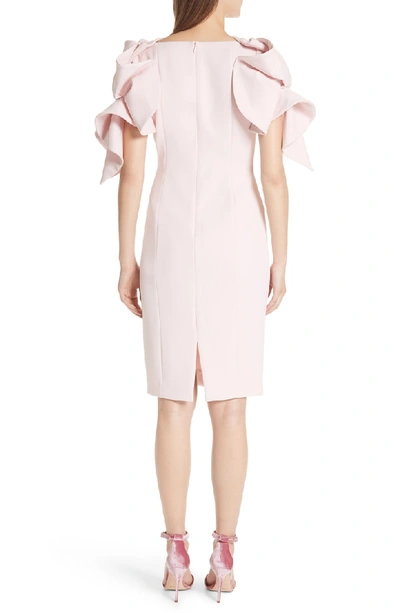 Shop Badgley Mischka Platinum Origami Sleeve Crepe Cocktail Dress In Blush