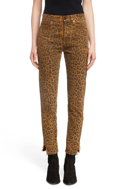 Shop Saint Laurent Leopard Ankle Jeans In Caramel Leopard Prin