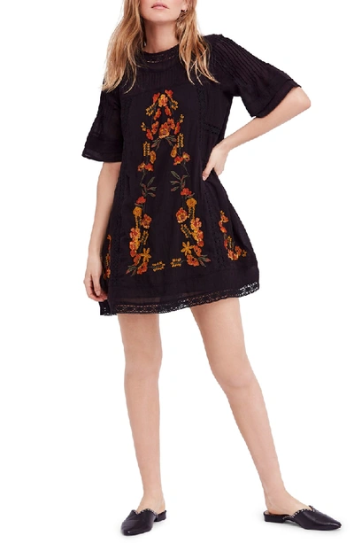 Shop Free People 'perfectly Victorian' Minidress In Black Combo
