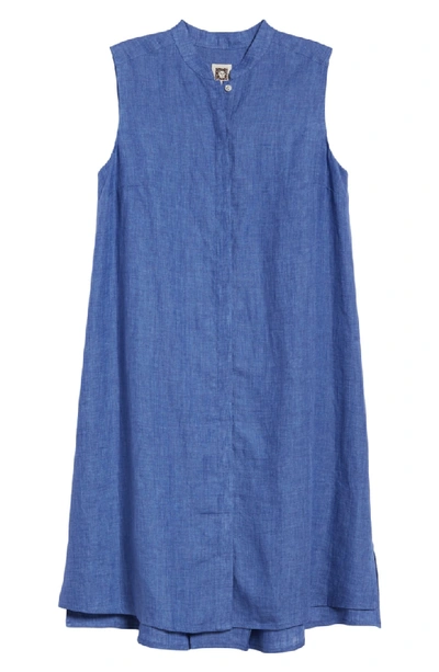 Shop Anne Klein Linen Trapeze Dress In Bright Eton Blue
