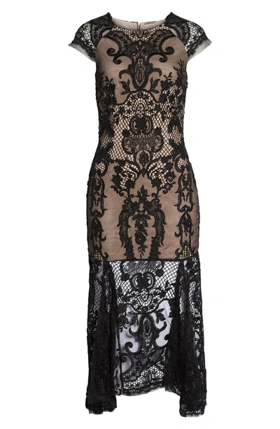 Shop Bronx And Banco Boho Lace Cap Sleeve Gown In Black