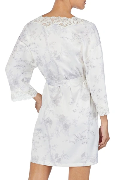 Shop Lauren Ralph Lauren Lace Trim Kimono Robe In White Print