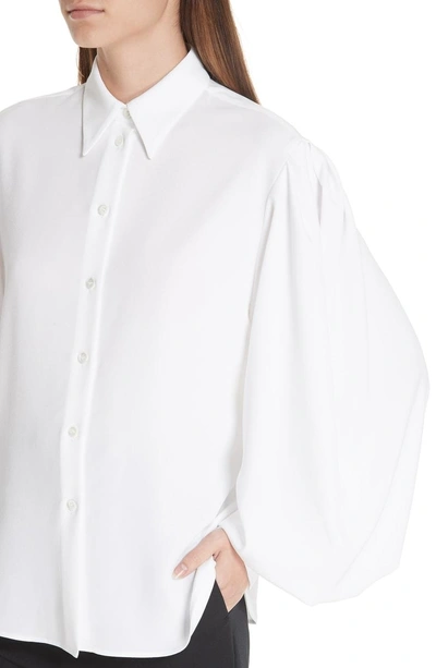 Shop Sara Battaglia Puff Sleeve Blouse In White