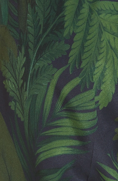 Shop Moncler Palm Print Crop Silk Pants In Navy/ Green