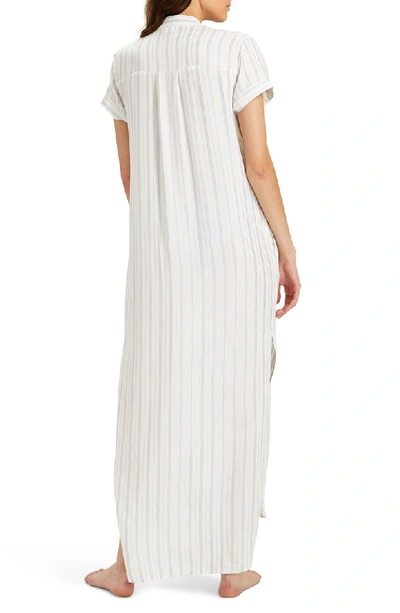 Shop Onia Kim Stripe Button Down Cover-up Maxi Dress In White Multi