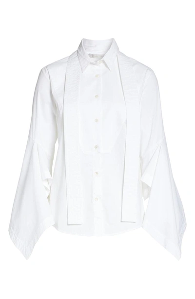 Shop Palmer Harding Ruffle Sleeve Blouse In White Poplin