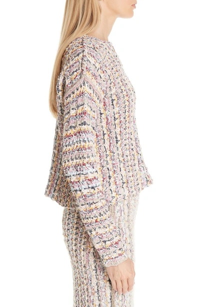 Shop Adam Lippes Tweed Sweater In Ivory/ Pink Multi