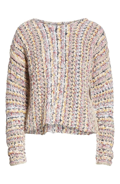 Shop Adam Lippes Tweed Sweater In Ivory/ Pink Multi