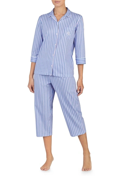 Shop Lauren Ralph Lauren Capri Pajamas In Multi Stripe