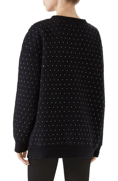 Shop Gucci Logo Crystal Sweatshirt In Black