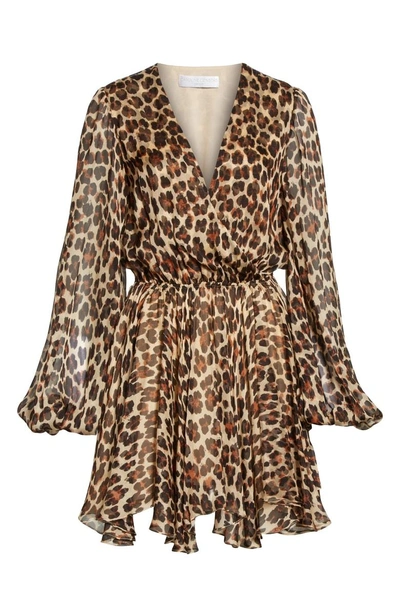 Shop Caroline Constas Olena Silk Dress In Leopard