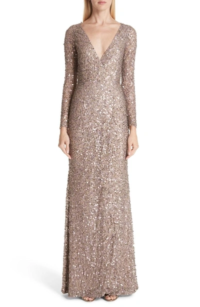 Shop Rachel Gilbert Trixie Sequin Gown In Blush