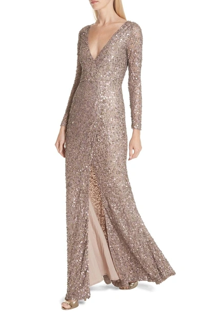 Shop Rachel Gilbert Trixie Sequin Gown In Blush