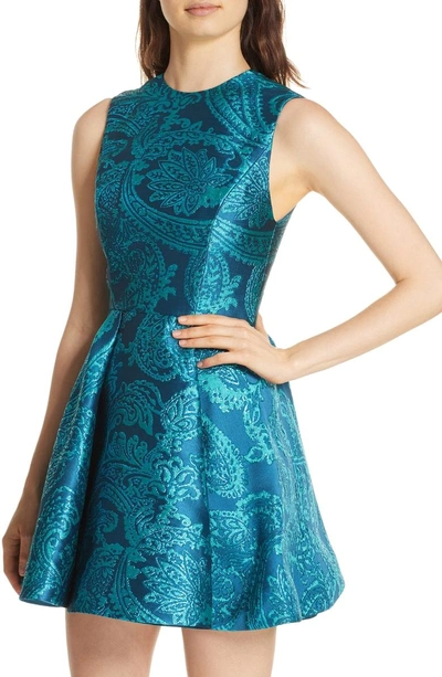 Shop Alice And Olivia Stasia Paisley Fit & Flare Dress In Peacock