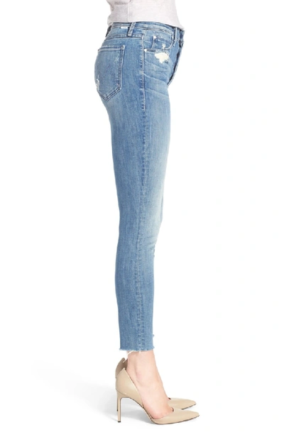Shop Mother The Stunner Frayed Ankle Skinny Jeans In Grafitti Girl