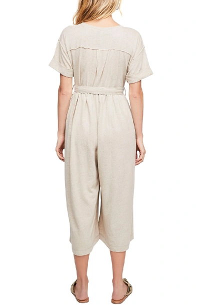 Shop Free People Lighthouse Crop Jumpsuit In Neutral