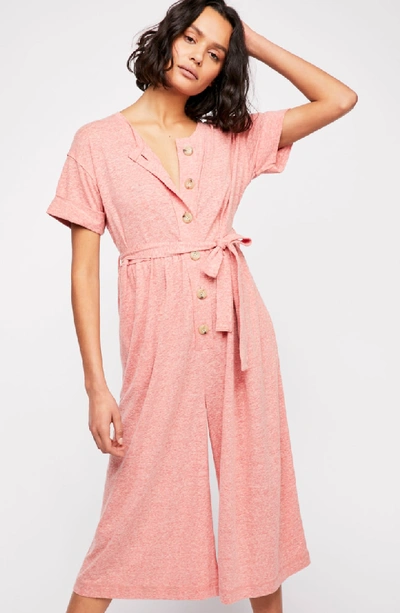 Shop Free People Lighthouse Crop Jumpsuit In Red