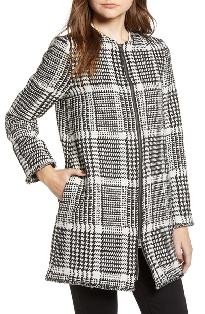 Shop Cupcakes And Cashmere Fernando Herringbone Plaid Coat In Black