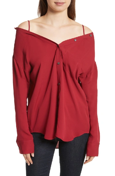Shop Theory Tamalee Silk Shirt In Bright Raspberry
