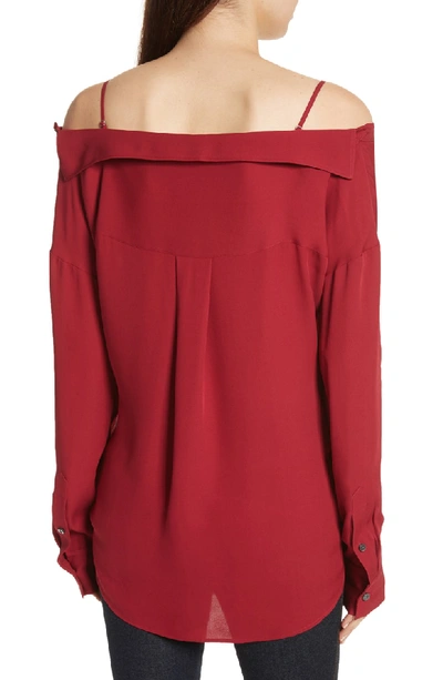 Theory Tamalee Silk Shirt In Bright Raspberry