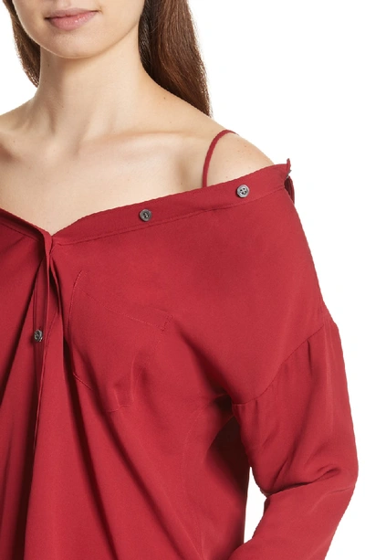 Theory Tamalee Silk Shirt In Bright Raspberry