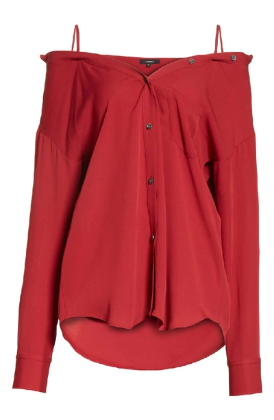 Theory Tamalee Silk Shirt In Bright Raspberry