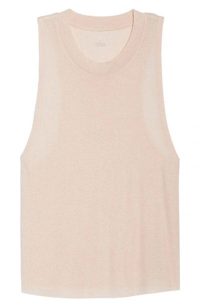 Shop Alo Yoga Heat Wave Ribbed Muscle Tee In Nectar
