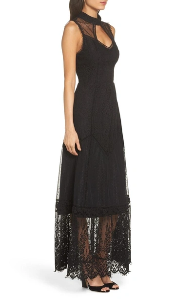 Shop Harlyn Mixed Lace Gown In Black