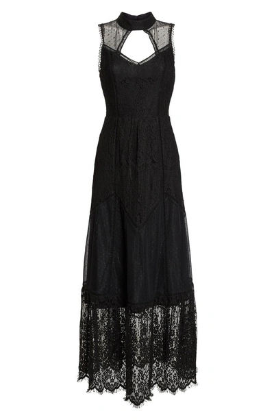Shop Harlyn Mixed Lace Gown In Black