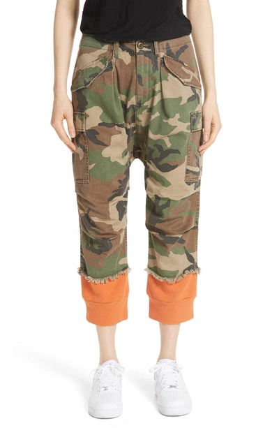 Shop R13 Camo Harem Pants With Sweat Cuffs In Camo W/ Orange Combo