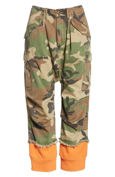 Shop R13 Camo Harem Pants With Sweat Cuffs In Camo W/ Orange Combo