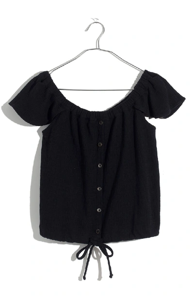 Shop Madewell Texture & Thread Off The Shoulder Top In True Black