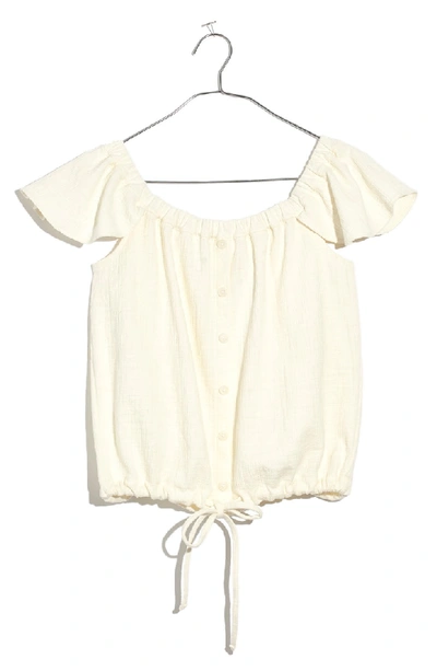 Shop Madewell Texture & Thread Off The Shoulder Top In Bright Ivory