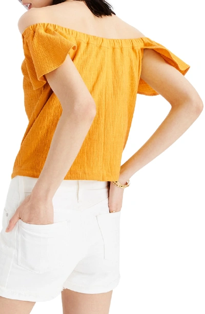 Shop Madewell Texture & Thread Off The Shoulder Top In Celestial Gold