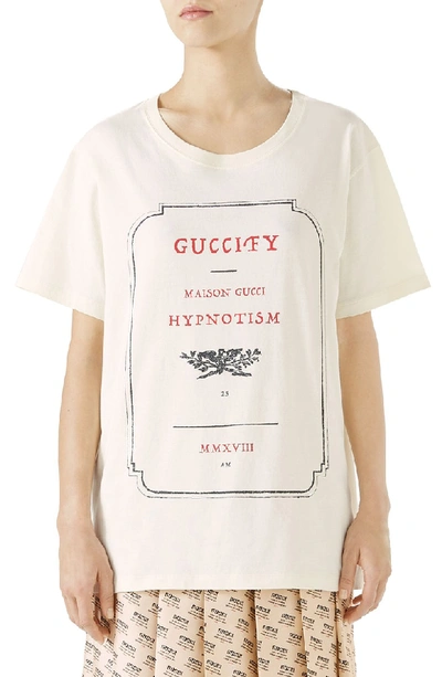 Shop Gucci Hypnotism Graphic Tee In Ivory