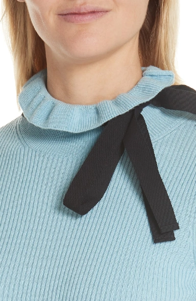 Shop Red Valentino Bow Neck Wool Sweater In Myosotis