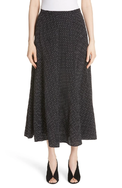 Shop Max Mara Pitone Polka Dot Print Silk Skirt In Black