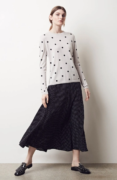 Shop Max Mara Pitone Polka Dot Print Silk Skirt In Black