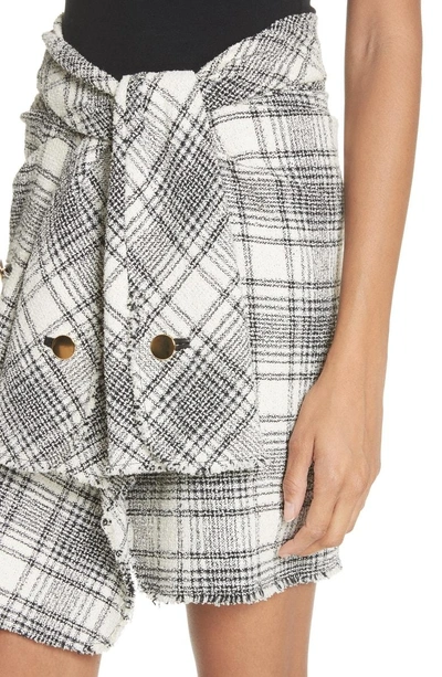 Shop Alexander Wang Twist Front Detail Tweed Skirt In Black And White