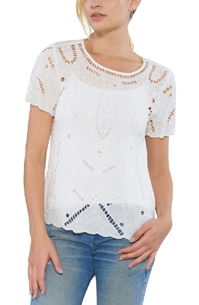 Shop Willow & Clay Embellished Cutout Tee In Ivory
