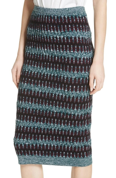 Shop Carven Stripe Merino Wool & Cotton Skirt In Grenat