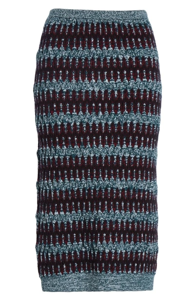 Shop Carven Stripe Merino Wool & Cotton Skirt In Grenat