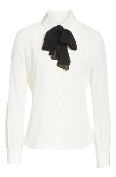 Shop Frame Tie Neck Silk Blouse In Off White